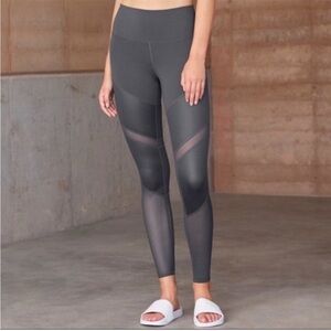 Alo Yoga High Waisted Sheila Mesh Wrap Leggings Yoga Pants Grey - Sz Large